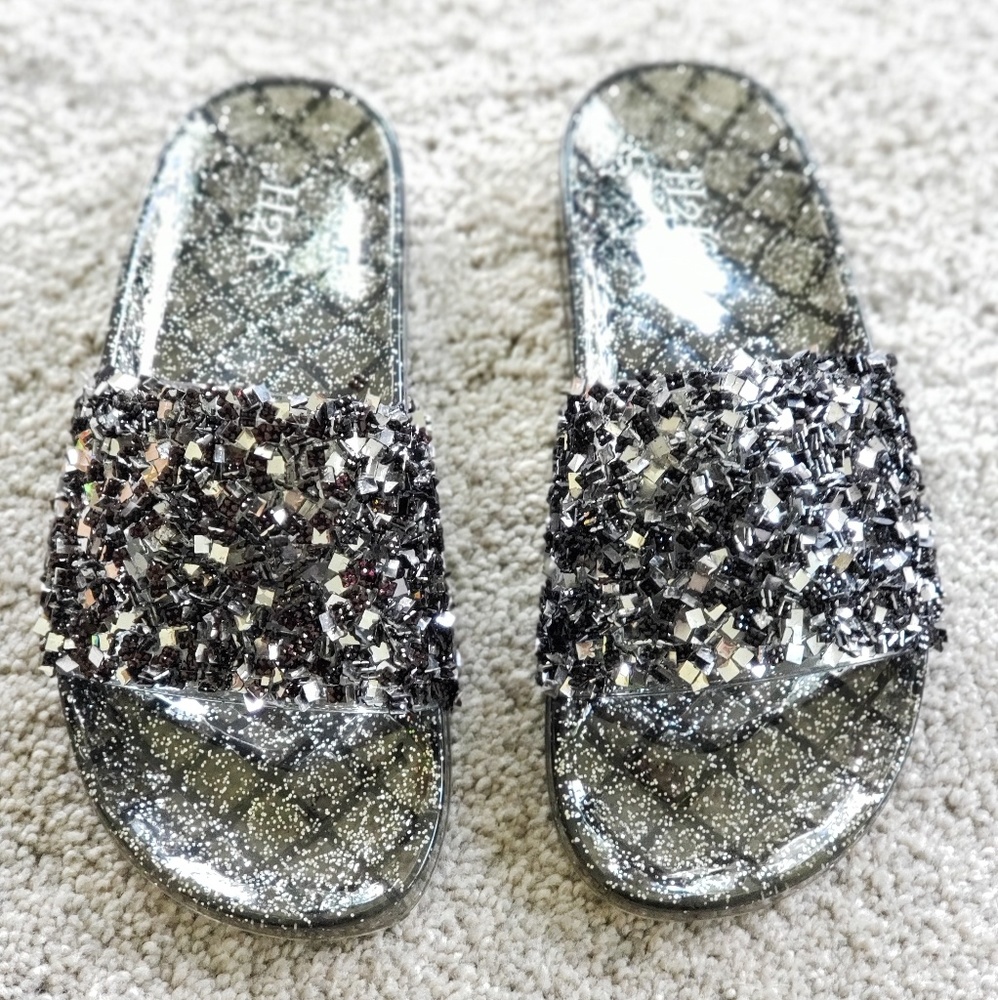 Black/Silver Sparkle Slides - Picture 4 of 5